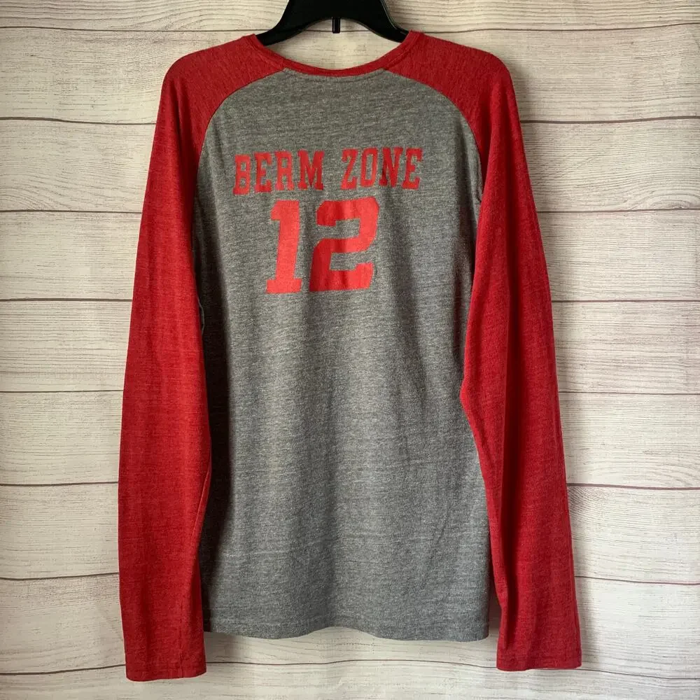 Adidas Heathered Gray Red Nebraska Cornhusker BERM ZONE Baseball Raglan Shirt L
